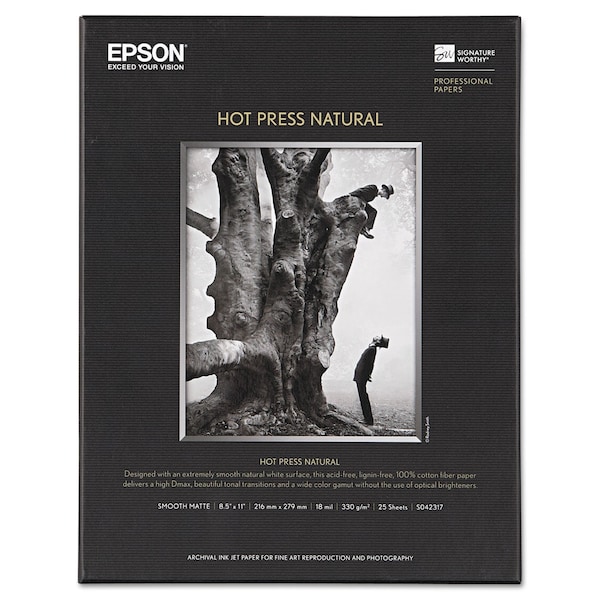 Hot Press Fine Art Paper, 17 mil, 8.5 x 11, Smooth Matte Natural, PK25